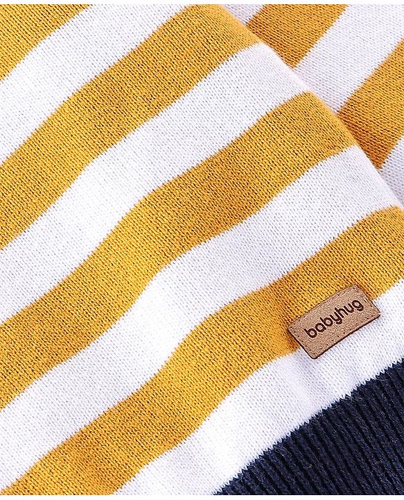 Babyhug Knit Full Sleeves Lightweight Sweater Striped - Yellow & White