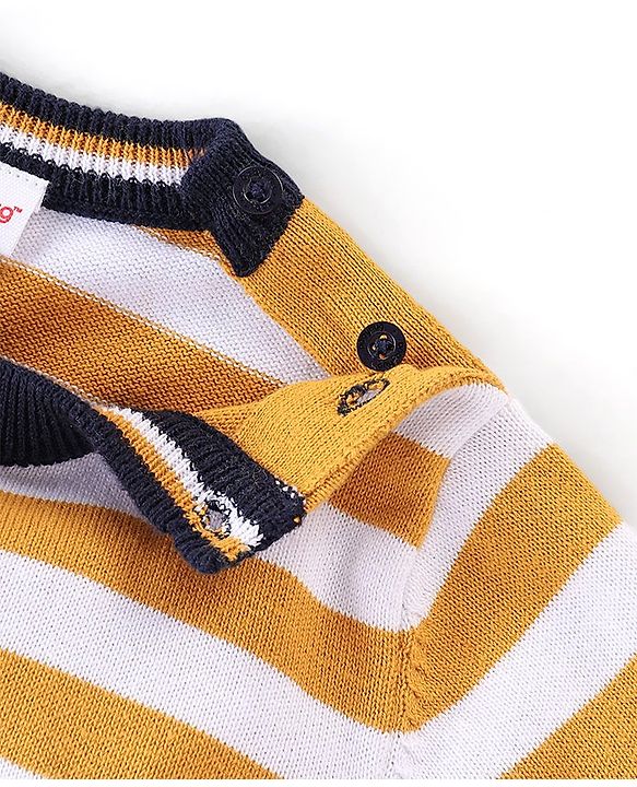 Babyhug Knit Full Sleeves Lightweight Sweater Striped - Yellow & White