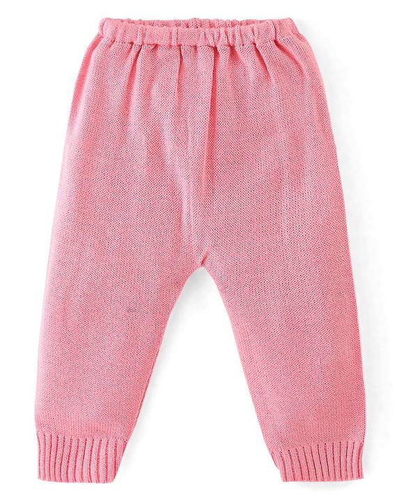 Babyhug Knit Full Sleeves Sweater Set Teddy Design - Grey & Pink