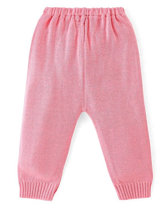 Babyhug Knit Full Sleeves Sweater Set Teddy Design - Grey & Pink