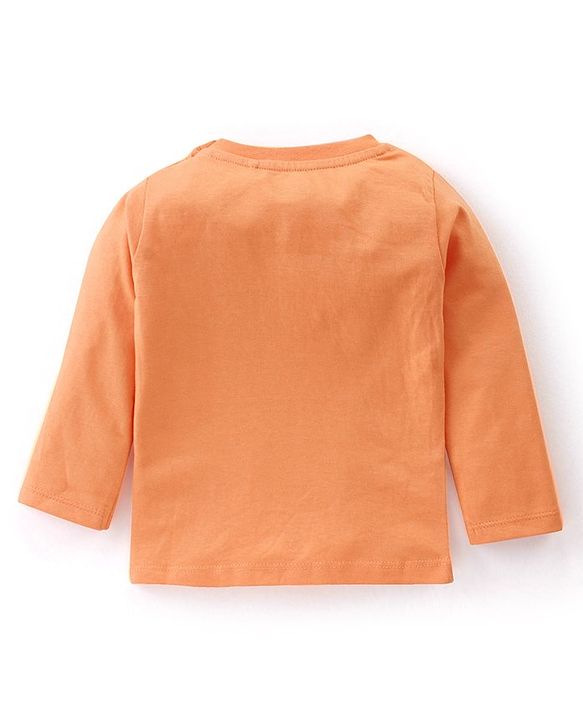 Babyhug 100% Cotton Knit Dungaree with Full Sleeves Inner Tee Soccer Ball Print - Peach
