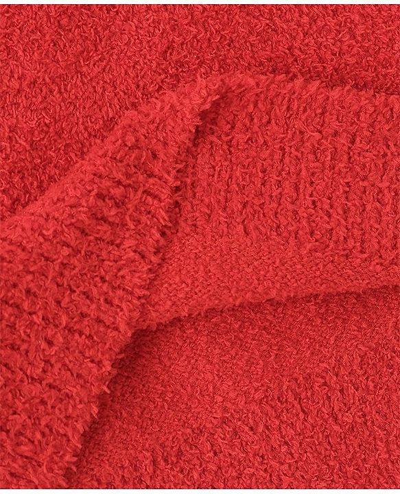 Pine Kids Knit Full Sleeves University Embroidered Sweater - Red