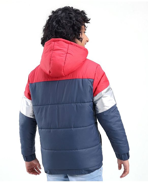 Pine Kids  Full Sleeves Cut and Sew Medium Winter Jacket with Hood Solid Colour- Multicolor