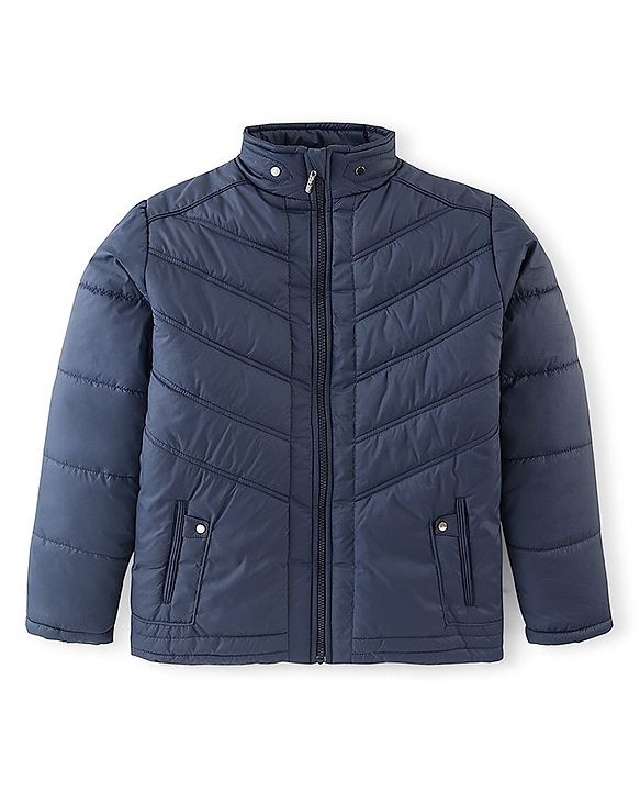 Pine Kids  Full Sleeves Quilted Medium Winter Jacket Solid Colour - Navy Blue