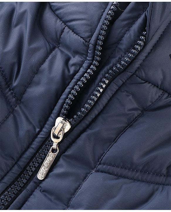 Pine Kids  Full Sleeves Quilted Medium Winter Jacket Solid Colour - Navy Blue