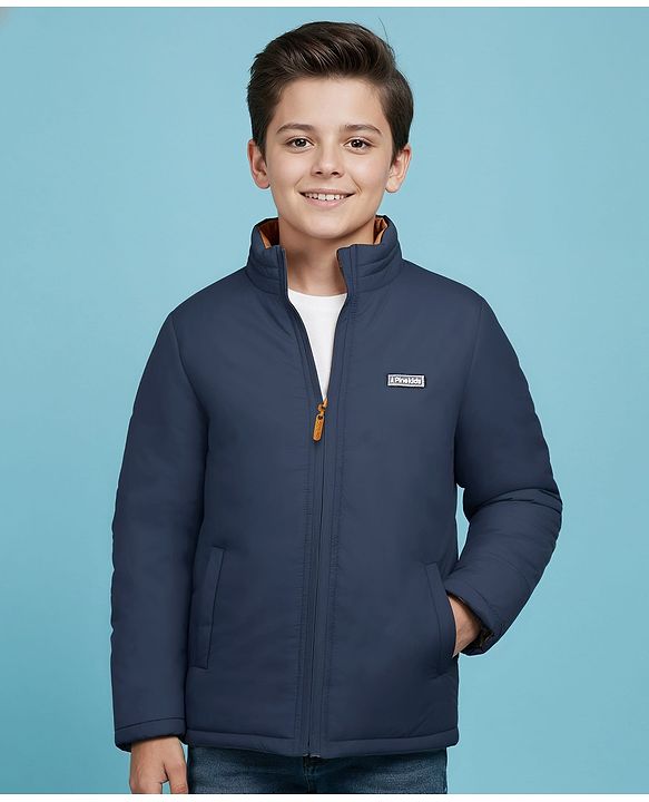 Pine Kids Full Sleeves Reversible Medium Winter Jacket - Mustard And Navy