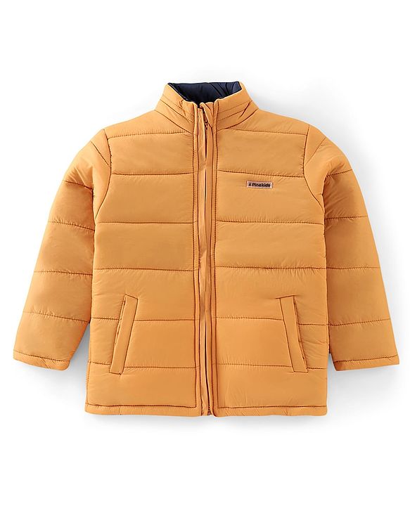 Pine Kids Full Sleeves Reversible Medium Winter Jacket - Mustard And Navy