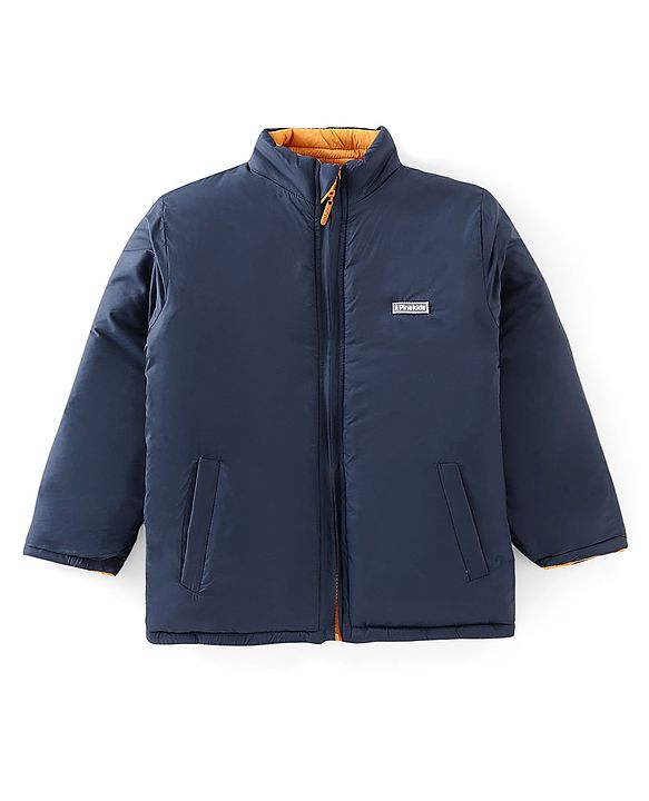 Pine Kids Full Sleeves Reversible Medium Winter Jacket - Mustard And Navy