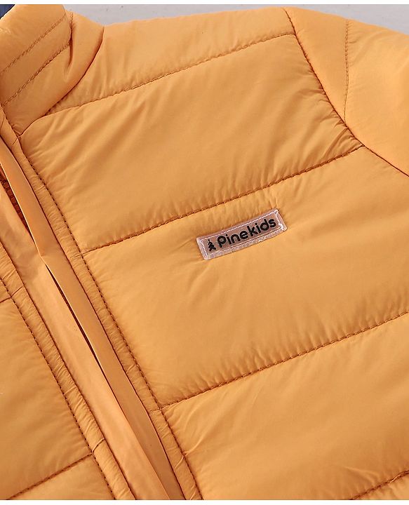 Pine Kids Full Sleeves Reversible Medium Winter Jacket - Mustard And Navy