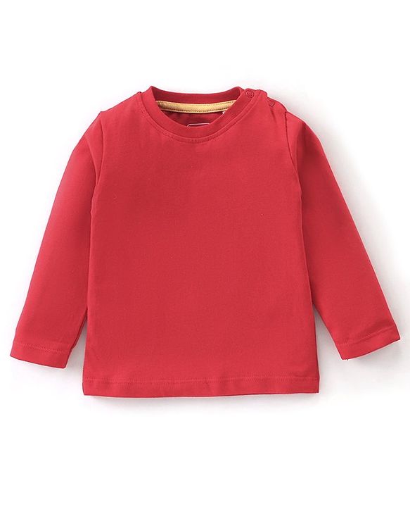 Babyhug 100% Cotton Knit Letters Print Dungaree with Full Sleeves Inner Tee - Red