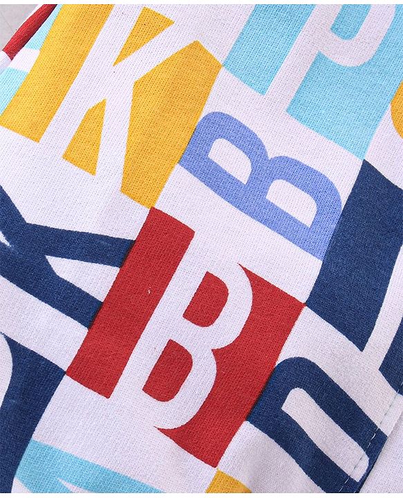 Babyhug 100% Cotton Knit Letters Print Dungaree with Full Sleeves Inner Tee - Red