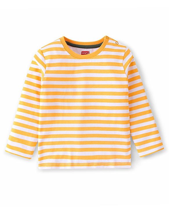 Babyhug 100% Cotton Knit Full Sleeves Inner Tee with Jungle Theme Printed  Dungaree - Orange Green
