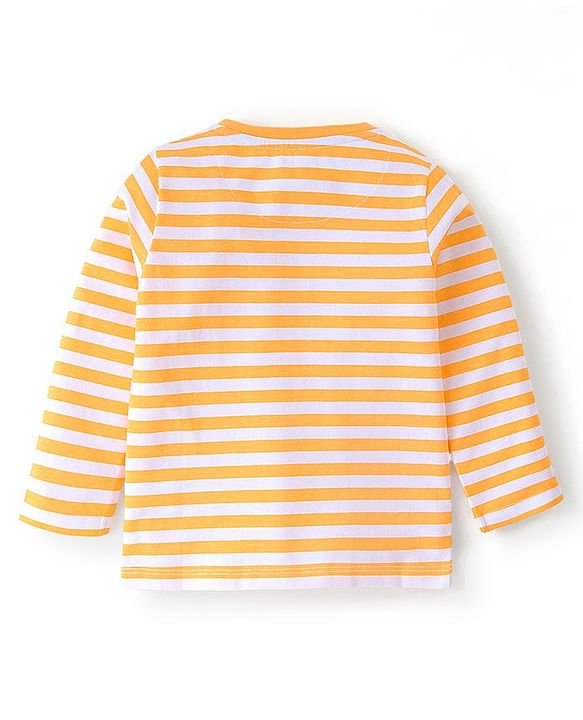 Babyhug 100% Cotton Knit Full Sleeves Inner Tee with Jungle Theme Printed  Dungaree - Orange Green