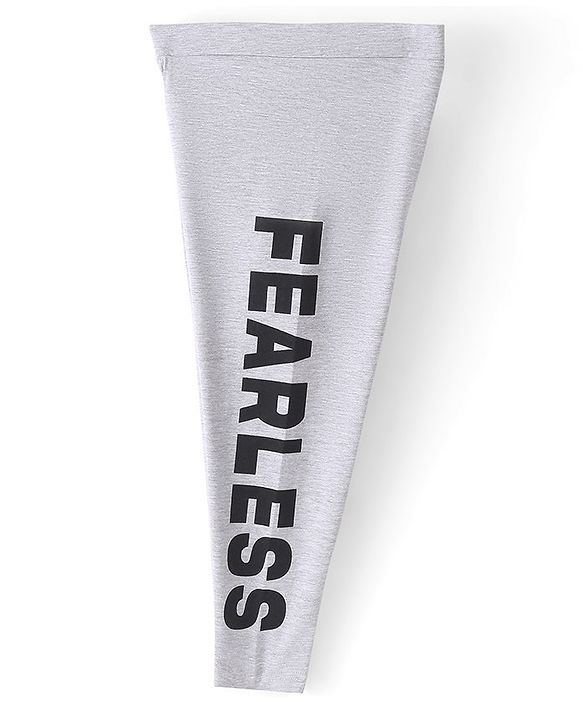 Pine Kids Cotton Stretchable Solid Full Length Leggings Text Printed - Grey