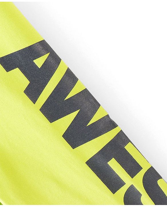 Pine Kids Cotton Stretchable Solid Full Length Leggings Text Printed - Lime Green