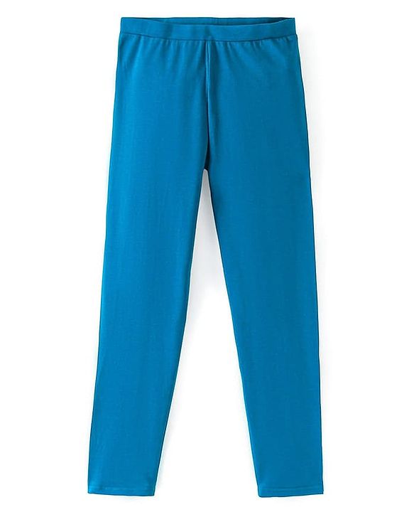 Pine Kids Cotton Lycra Knit Full Length Solid Color Legging - Blue Depth