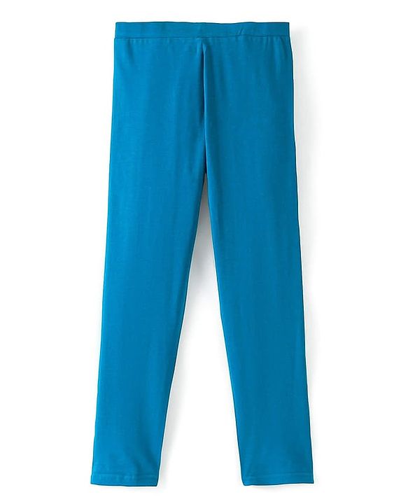 Pine Kids Cotton Lycra Knit Full Length Solid Color Legging - Blue Depth