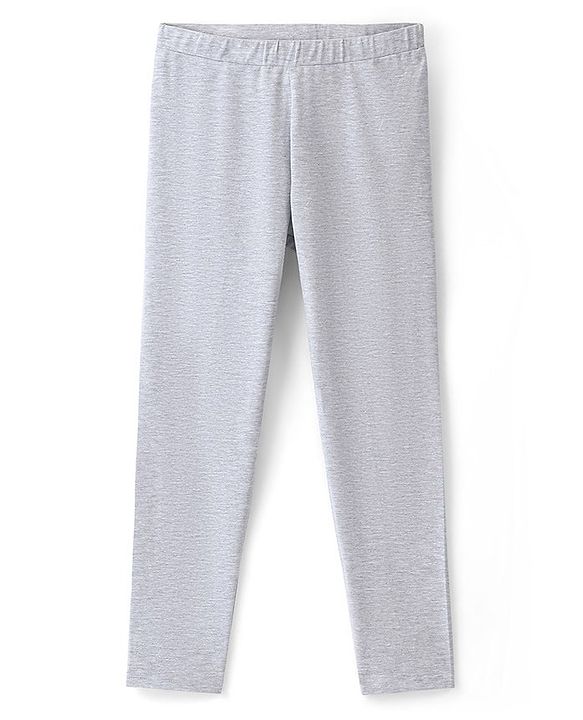 Pine Kids Cotton Stretchable Full Length Solid Leggings- Grey