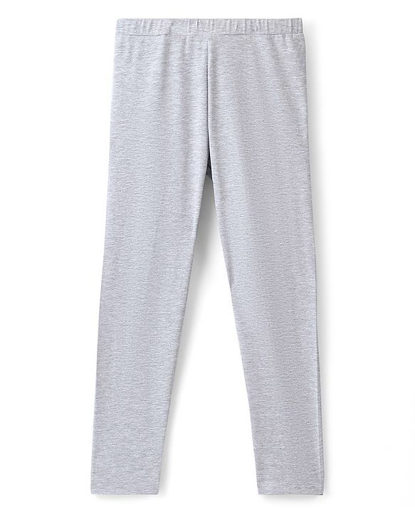 Pine Kids Cotton Stretchable Full Length Solid Leggings- Grey