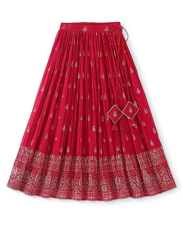 Pine Kids Half Sleeves Floral Embroidered Choli Lehenga Set With Dupatta- Pink