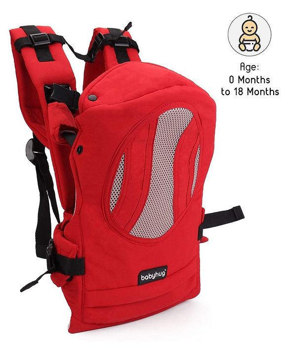 Babyhug Snuggle Me 3 Way Baby Carrier With Adjustable Protective Hood - Red