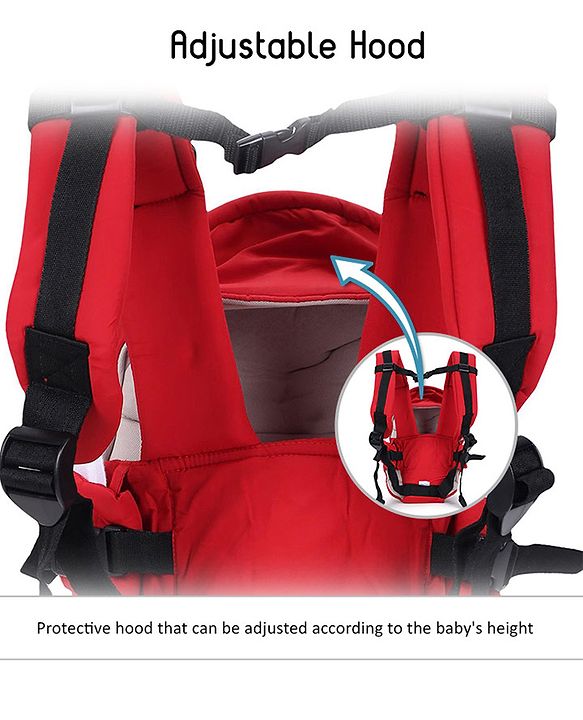 Babyhug Snuggle Me 3 Way Baby Carrier With Adjustable Protective Hood - Red