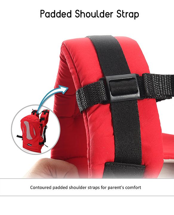 Babyhug Snuggle Me 3 Way Baby Carrier With Adjustable Protective Hood - Red