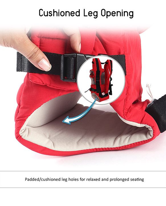 Babyhug Snuggle Me 3 Way Baby Carrier With Adjustable Protective Hood - Red