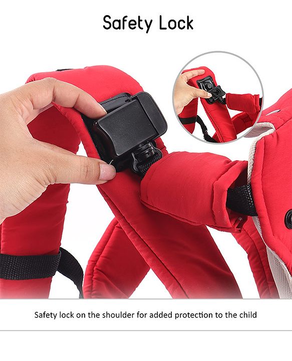 Babyhug Snuggle Me 3 Way Baby Carrier With Adjustable Protective Hood - Red