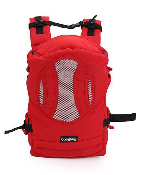 Babyhug Snuggle Me 3 Way Baby Carrier With Adjustable Protective Hood - Red
