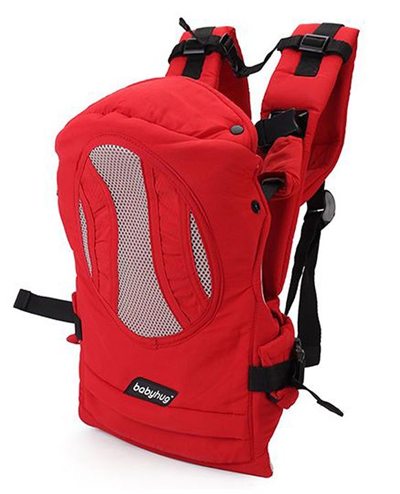 Babyhug Snuggle Me 3 Way Baby Carrier With Adjustable Protective Hood - Red