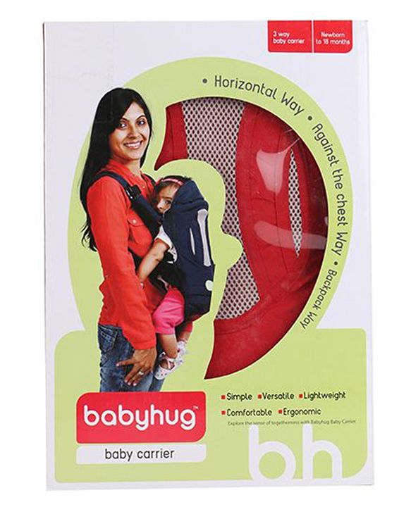 Babyhug Snuggle Me 3 Way Baby Carrier With Adjustable Protective Hood - Red