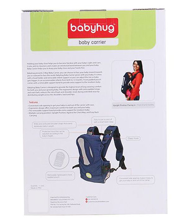 Babyhug Snuggle Me 3 Way Baby Carrier With Adjustable Protective Hood - Red