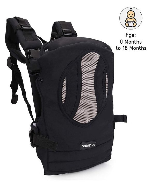 Babyhug Snuggle Me 3 Way Baby Carrier With Adjustable Protective Hood - Black