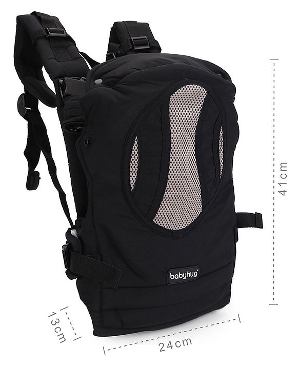 Babyhug Snuggle Me 3 Way Baby Carrier With Adjustable Protective Hood - Black