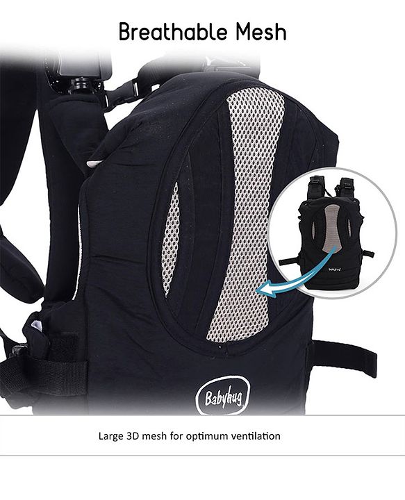 Babyhug Snuggle Me 3 Way Baby Carrier With Adjustable Protective Hood - Black