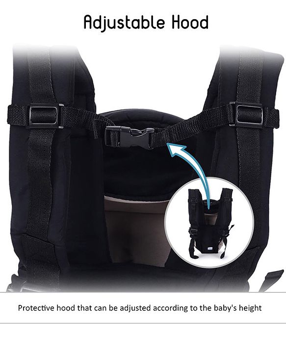 Babyhug Snuggle Me 3 Way Baby Carrier With Adjustable Protective Hood - Black