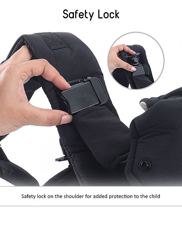Babyhug Snuggle Me 3 Way Baby Carrier With Adjustable Protective Hood - Black