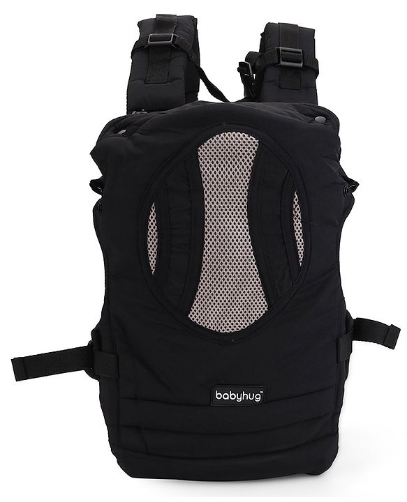 Babyhug Snuggle Me 3 Way Baby Carrier With Adjustable Protective Hood - Black
