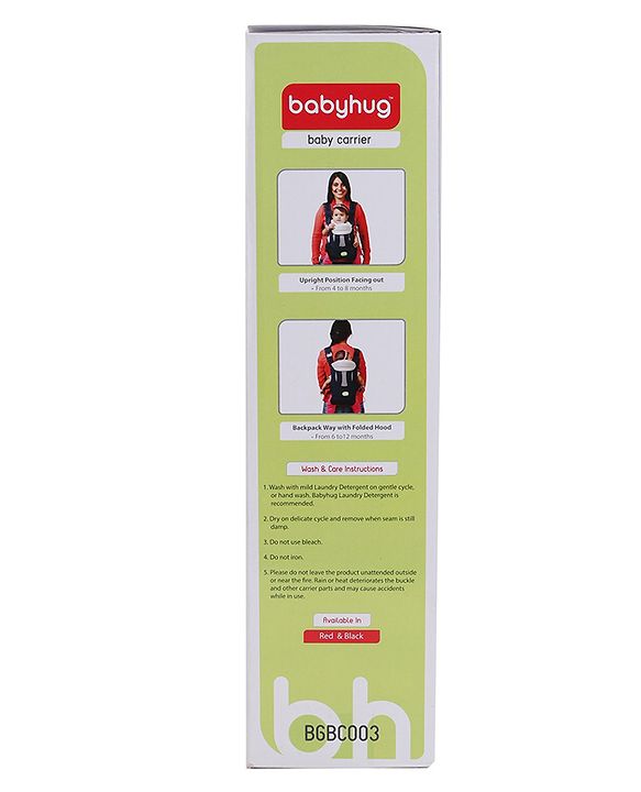 Babyhug Snuggle Me 3 Way Baby Carrier With Adjustable Protective Hood - Black