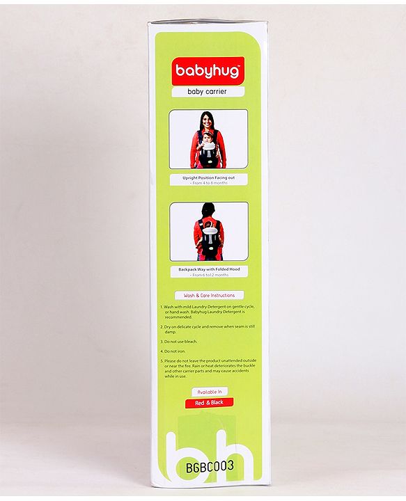Babyhug Snuggle Me 3 Way Baby Carrier With Adjustable Protective Hood - Black