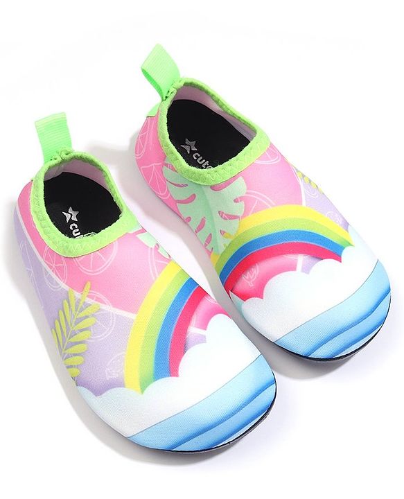 Cute Walk by Babyhug Rainbow Printed Slip On Water Shoes - Multicolour