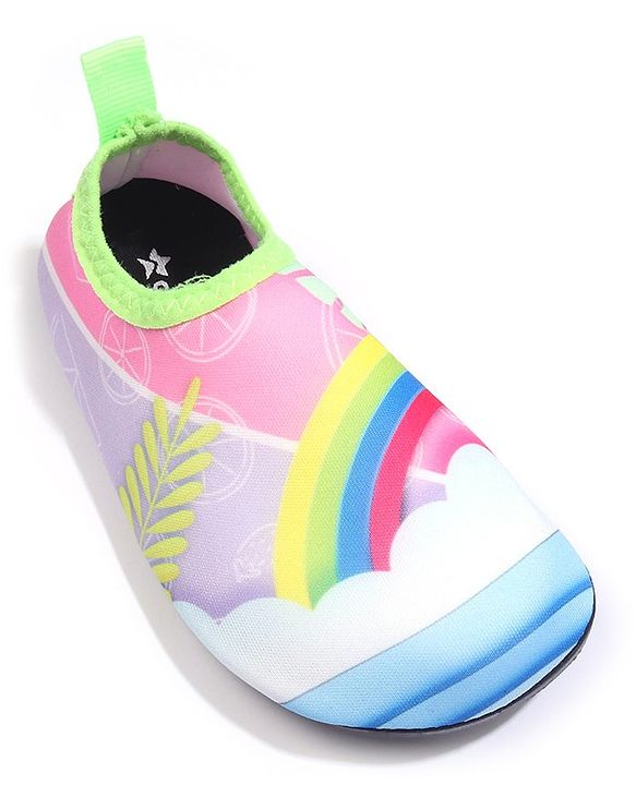 Cute Walk by Babyhug Rainbow Printed Slip On Water Shoes - Multicolour