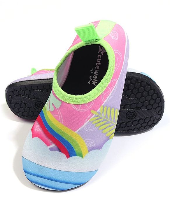 Cute Walk by Babyhug Rainbow Printed Slip On Water Shoes - Multicolour
