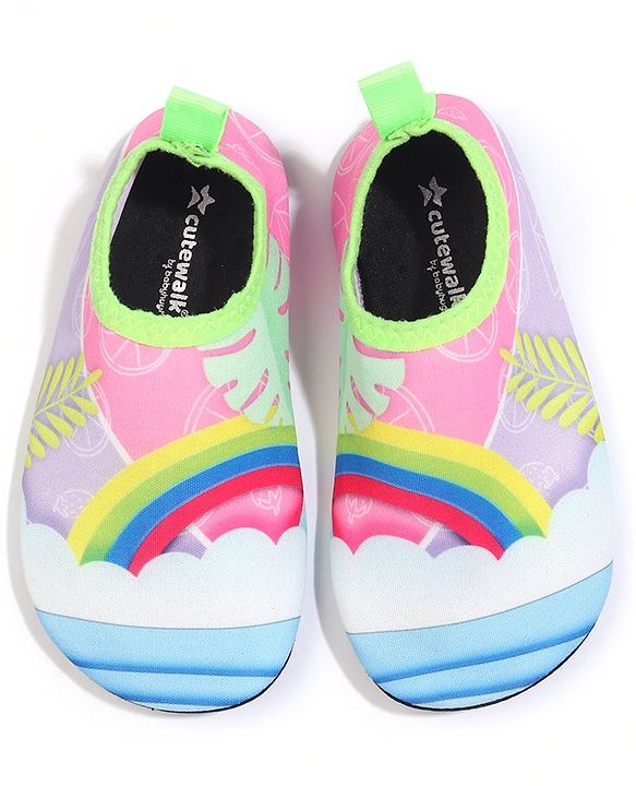 Cute Walk by Babyhug Rainbow Printed Slip On Water Shoes - Multicolour