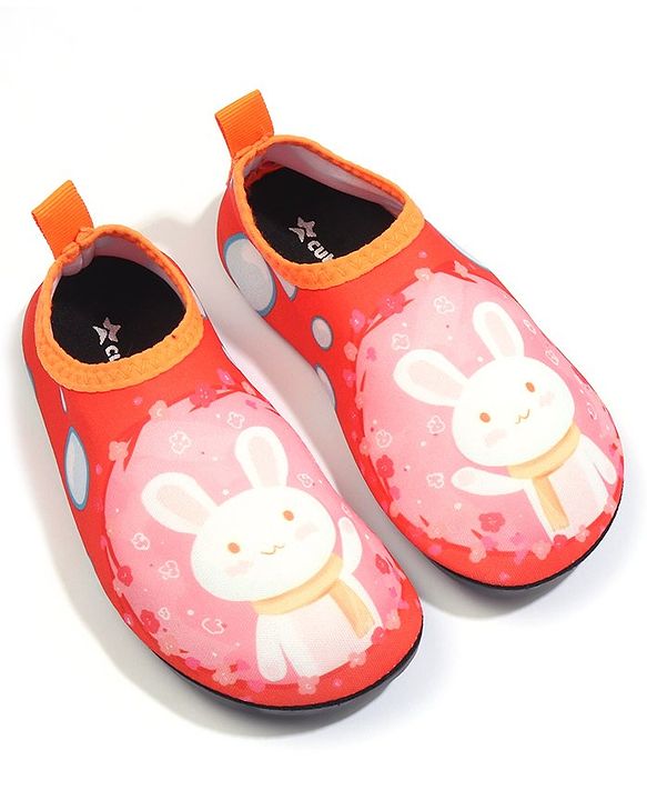 Cute Walk by Babyhug Bunny Printed Slip On Water Shoes - Orange