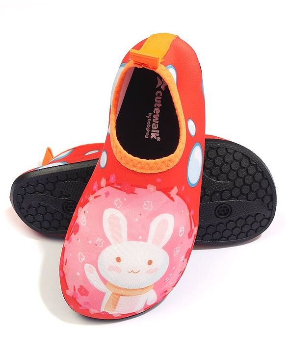 Cute Walk by Babyhug Bunny Printed Slip On Water Shoes - Orange