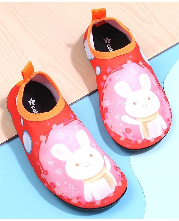 Cute Walk by Babyhug Bunny Printed Slip On Water Shoes - Orange