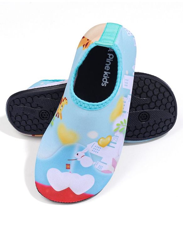 Pine Kids Bunny Printed Slip On Water Shoes - Blue
