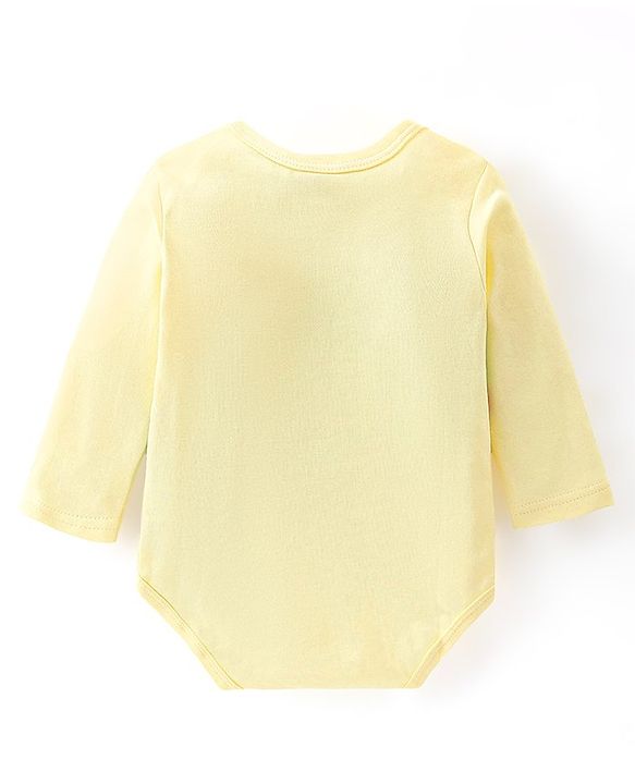 Babyhug 100% Cotton Knit Full Sleeves Crocodile Print Onesie - Yellow